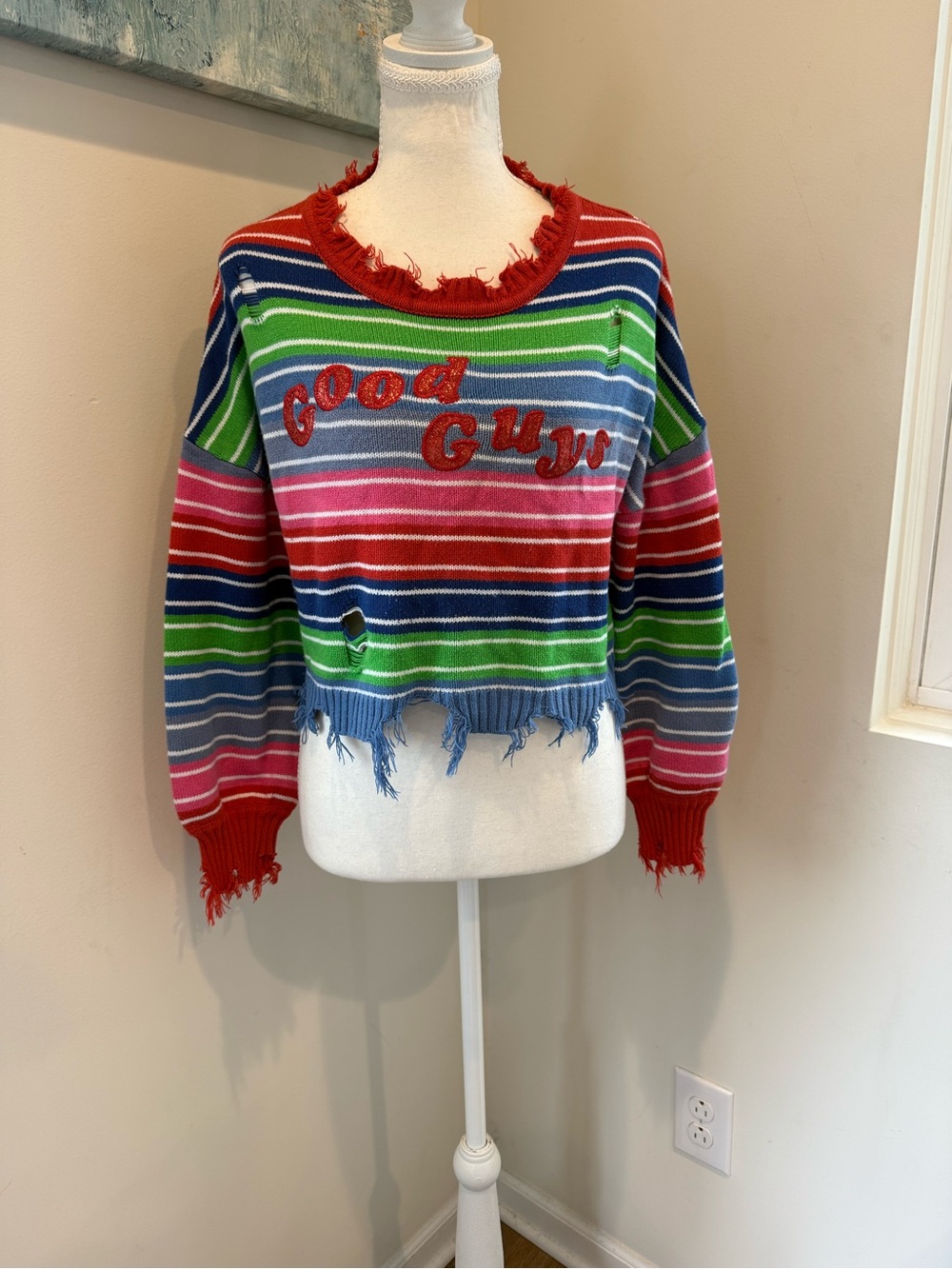Chucky Distressed Halloween Horror Sweater XS